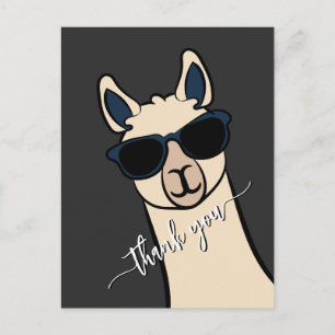 Carte Postale Llama drôle cool avec des lunettes de soleil Alpac