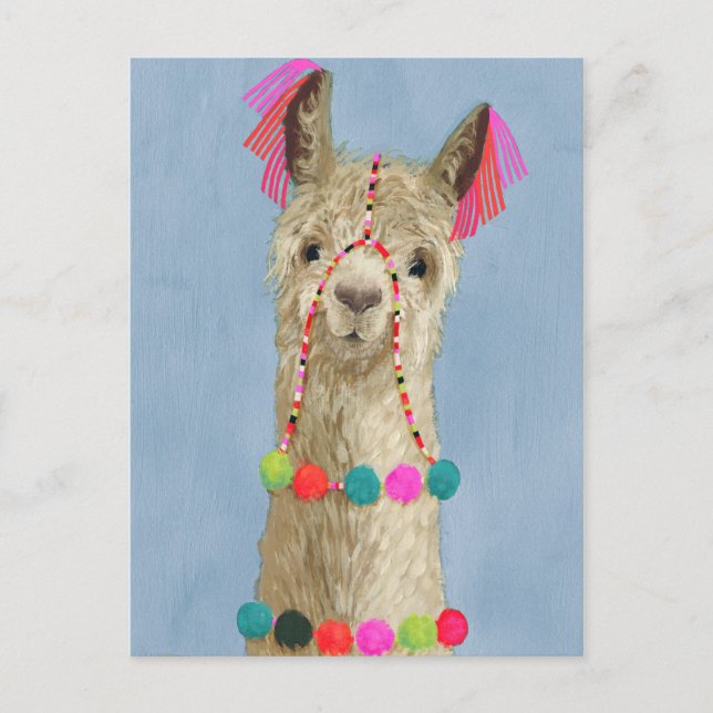 Carte Postale Llama ornée - Beige (Devant)