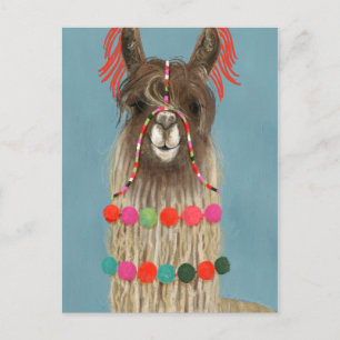 Carte Postale Llama ornée - Brown