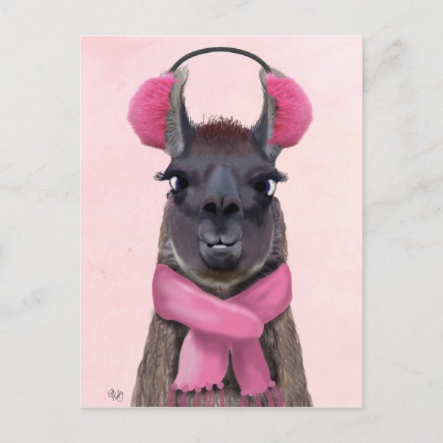 Carte Postale Llama rose (Devant)