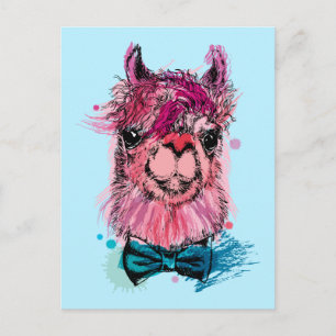 Carte Postale Llama rose mignonne