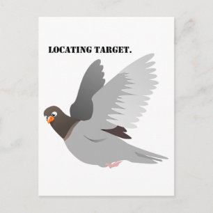 Carte Postale Localisation Cible Gris Pigeon Drôle Cartoon