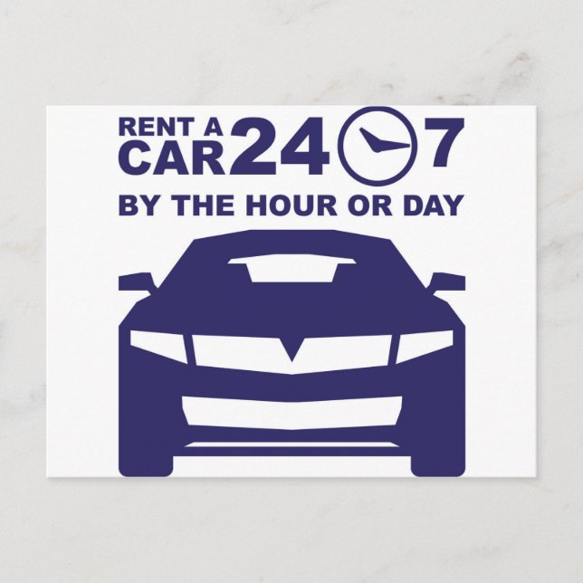 Carte Postale Location de voiture par heure ou jour 24-7 (Devant)