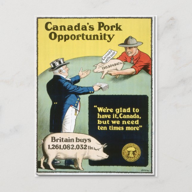 Carte Postale L'occasion pour le porc au Canada (Devant)