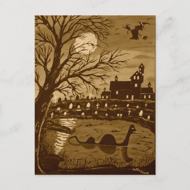 Carte Postale Loch Ness Monster Sur Halloween (Devant)