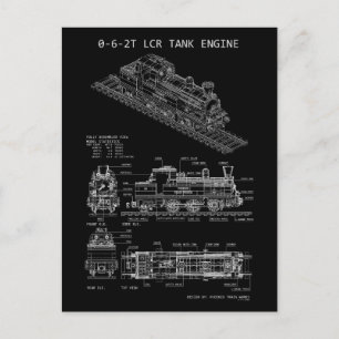Carte Postale Locomotive à tender intégré PTW 0-6-2T "Blueprint"