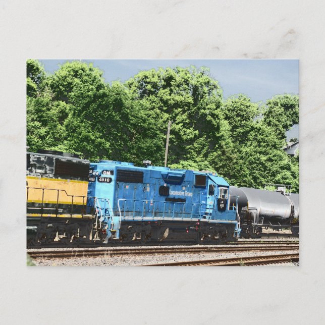Carte Postale locomotive CN 4910 bleu et blanc "smurf" (Devant)