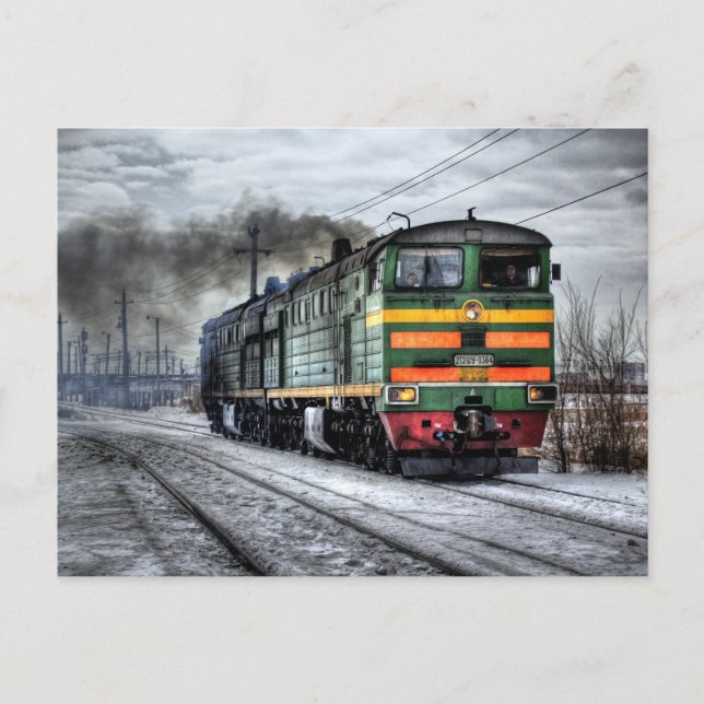 Carte Postale Locomotive et neige (Devant)