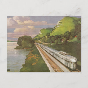 Carte Postale Locomotive vintage en campagne, Vacances en train
