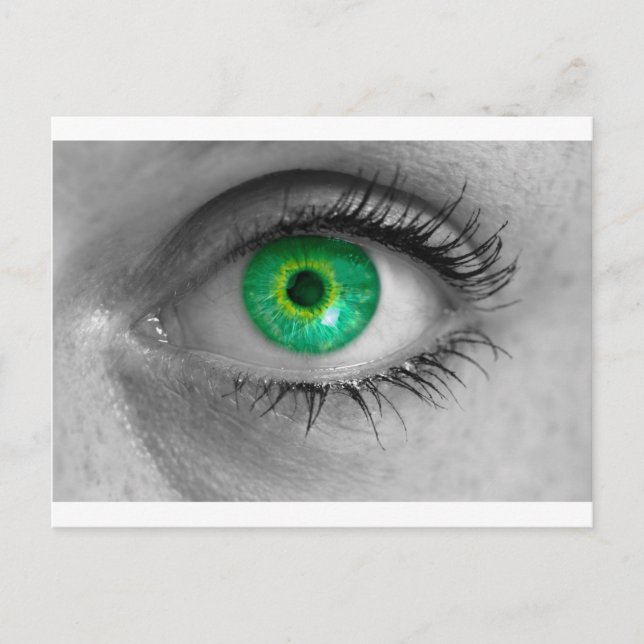 Carte Postale L'oeil avec iris vert regarde la macro de concept  (Devant)