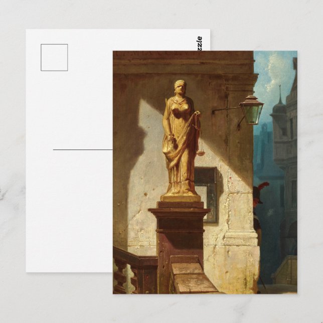 Carte Postale L'oeil de la loi, Justice par Carl Spitzweg (Devant / Derrière)