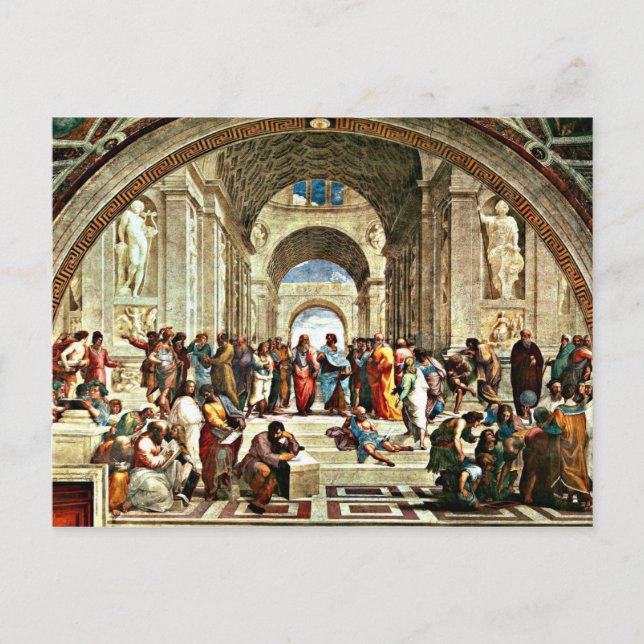 Carte Postale L'oeuvre de Raphael de l'"Ecole d'Athènes" (Devant)