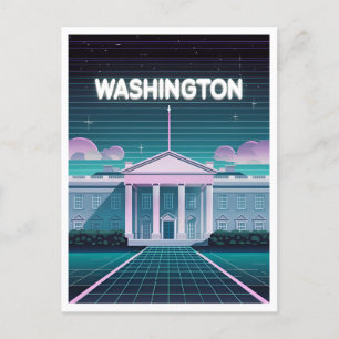 Carte Postale LoFi Synthwave Maison Blanche Washington DC