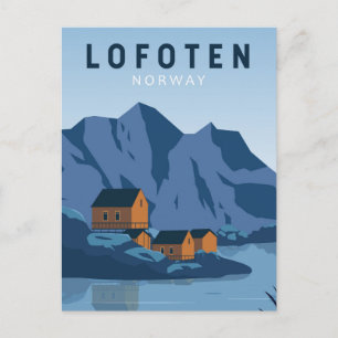 Carte Postale Lofoten Norvège Voyage Art Vintage
