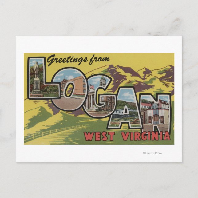 Carte Postale Logan, Virginie-Occidentale - Grandes Lettres Scèn (Devant)