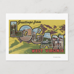 Carte Postale Logan, Virginie-Occidentale - Grandes Lettres Scèn