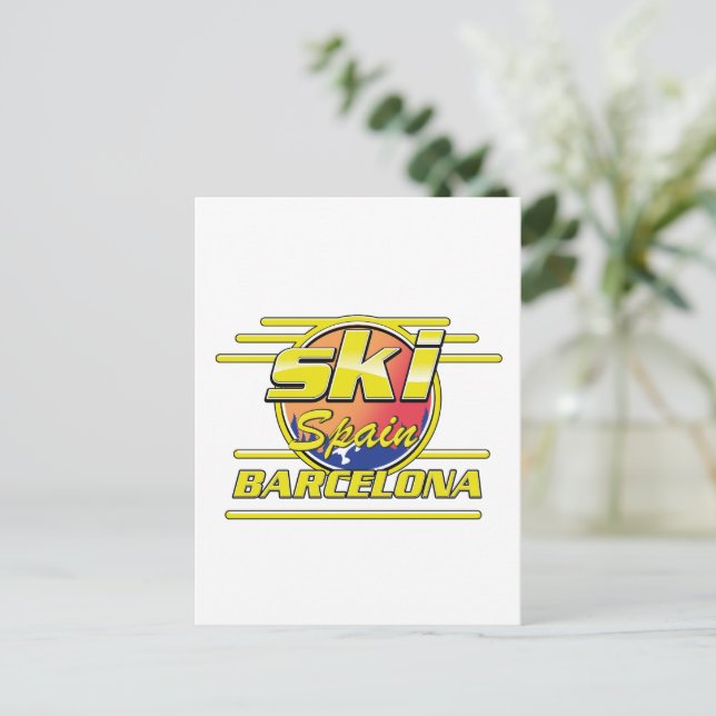 Carte Postale logo Barcelone Espagne pour skier (Debout devant)