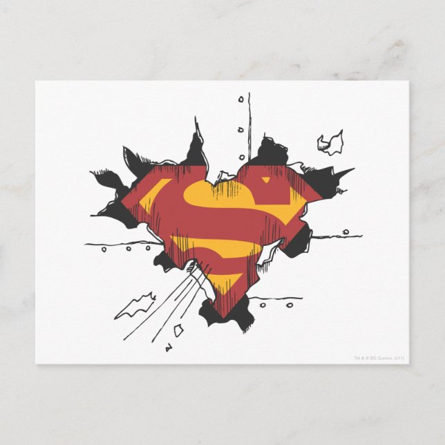 Carte Postale Logo cassé en métal du S-Bouclier | de Superman (Devant)