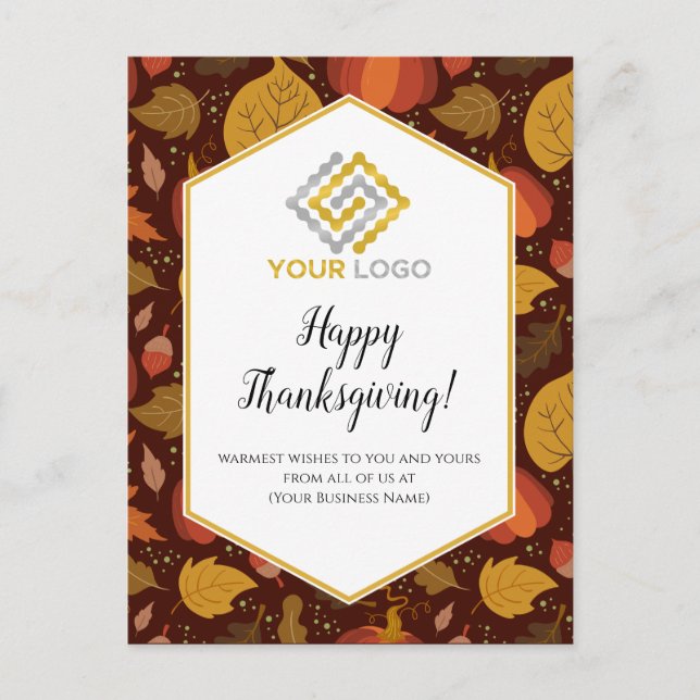 Carte Postale Logo Citrouille Thanksgiving Business (Devant)