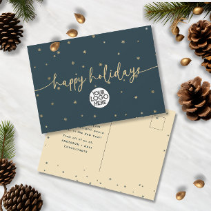 Carte Postale Logo d'affaires minimaliste moderne Happy Holidays