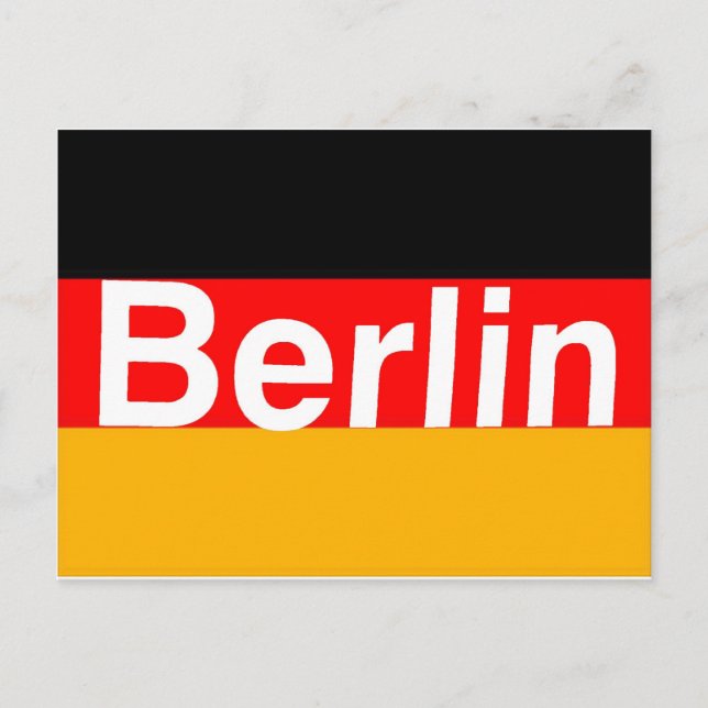 Carte Postale Logo de Berlin en blanc sur le drapeau allemand (Devant)