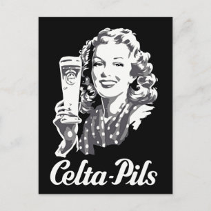 Carte Postale Logo de bière belge style années 1940-1950