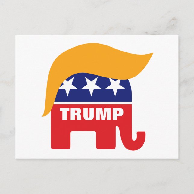 Carte Postale Logo de Donald Trump Hair GOP Elephant (Devant)