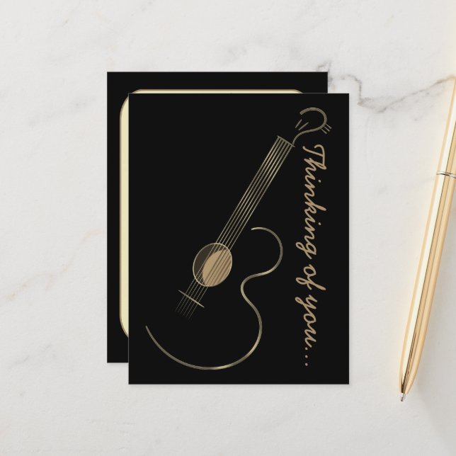 Carte postale Logo de guitare acoustique (Devant/Arrière en situation)