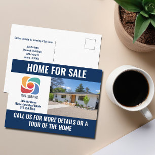 Carte Postale Logo de la société immobilière de vente de maison 