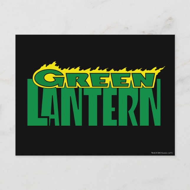 Carte Postale Logo de lanterne verte - Flammes jaunes (Devant)