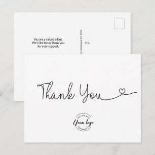 Carte Postale Logo de l'entreprise avec un script de remerciemen