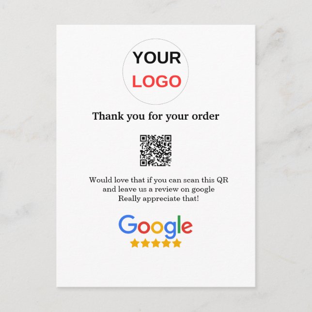 Carte Postale Logo de l'entreprise de revue Google Scan QR revie (Devant)