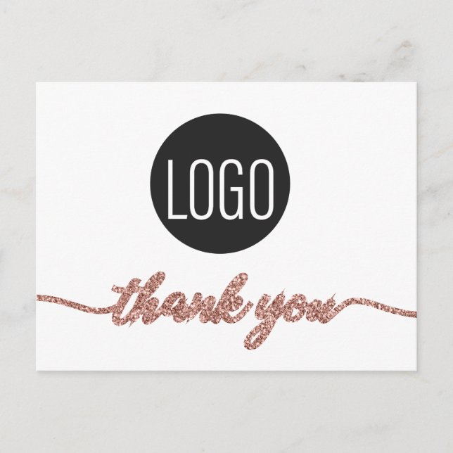 Carte Postale Logo de l'entreprise Rose Gold Client Merci (Devant)