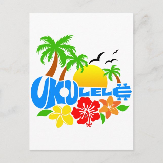 Carte Postale Logo de l'île d'Ukulele (Devant)