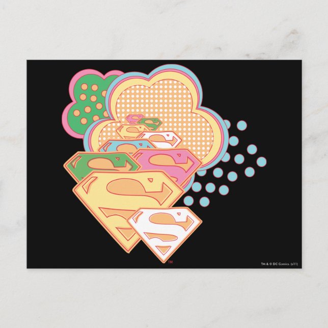 Carte Postale Logo de nuage coloré Supergirl (Devant)