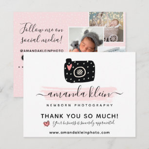 Carte Postale Logo de photographie minimaliste mignon "Merci" 4-