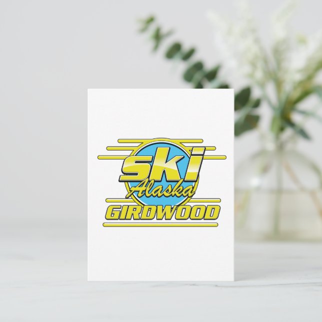 Carte Postale Logo de ski Girdwood Alaska 80s (Debout devant)