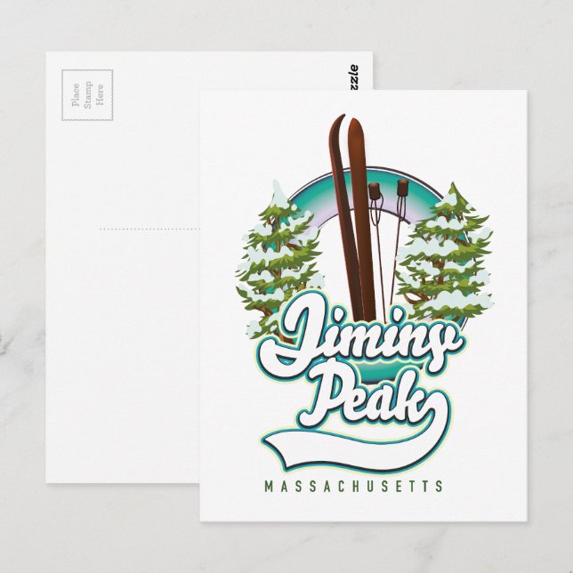 Carte Postale logo de ski jiminy pic massachusetts (Devant / Derrière)