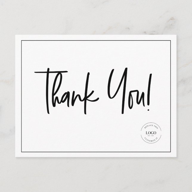 Carte Postale Logo de société simple noir et blanc remerciement  (Devant)