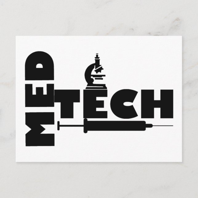 CARTE POSTALE LOGO DE SYRINGE DE MICROSCOPE DE TECHNOLOGIE MED (Devant)