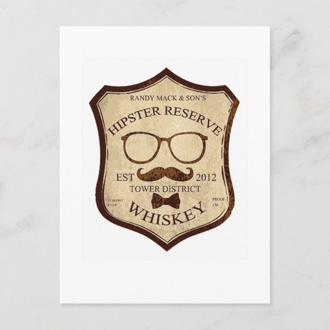 Carte Postale logo de whiskey hipster (Devant)