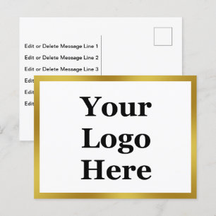 Carte Postale Logo d'entreprise 2 faces Gold et Blanc et votre t