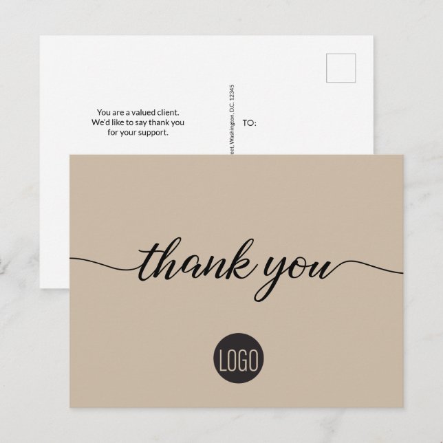 Carte Postale Logo d'entreprise neutre minimal personnalisé (Devant / Derrière)