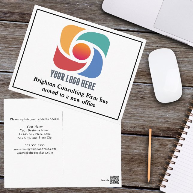 Carte Postale Logo d'entreprise personnalisé Notre bureau a démé (Créateur téléchargé)