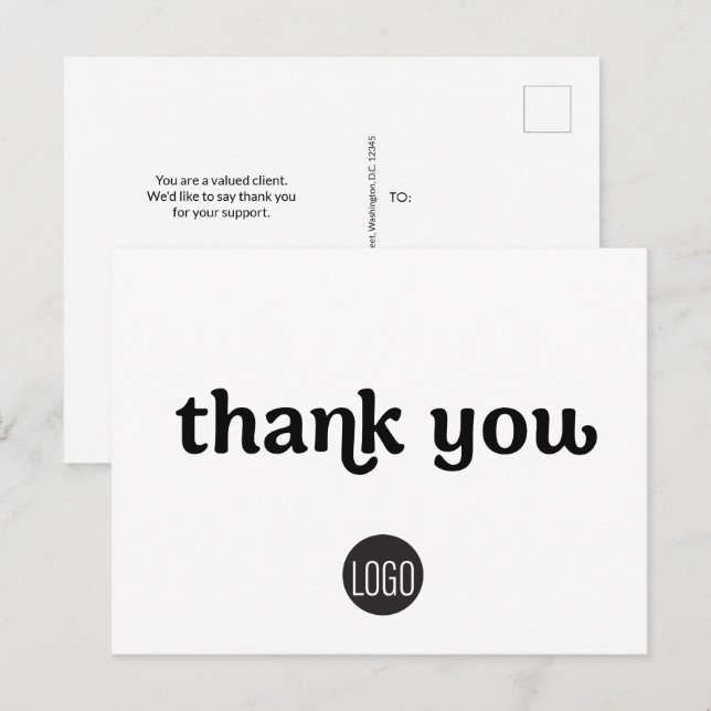 Carte Postale Logo d'entreprise personnalisé simple et intempore (Devant / Derrière)