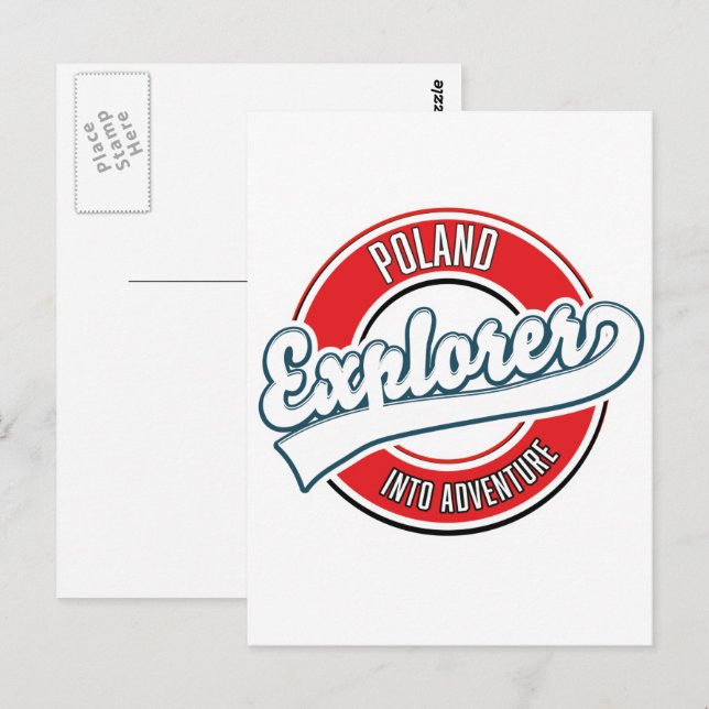 Carte Postale logo d'explorateur de Pologne pour l'aventure (Devant / Derrière)