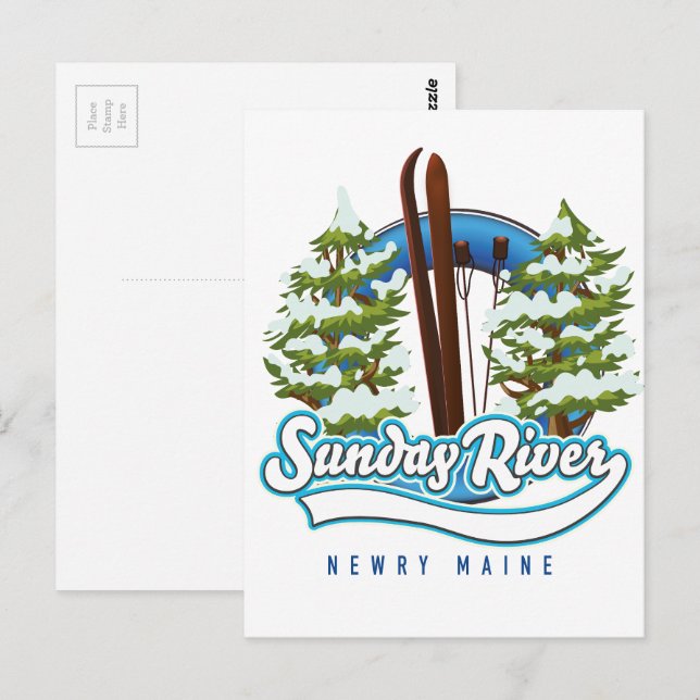 Carte Postale Logo du ski de Sunday River Newry Maine (Devant / Derrière)