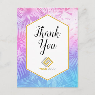 Carte Postale Logo Entreprise Merci Tropical Violet Rose