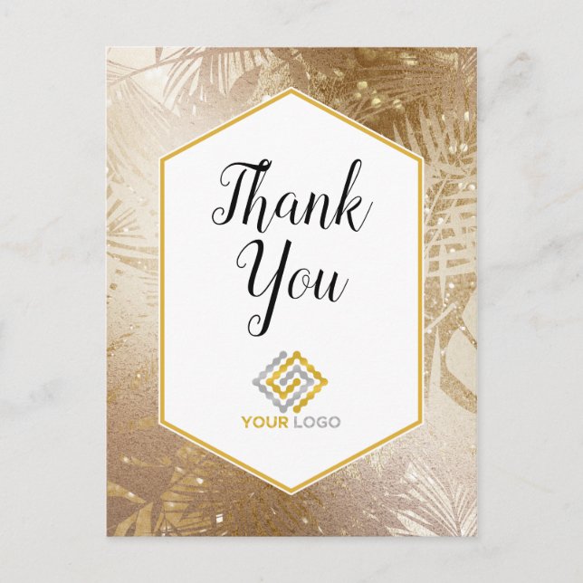 Carte Postale Logo entreprise remerciements tropical or (Devant)