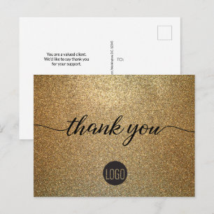 Carte Postale Logo Gold Parties scintillant Business Merci clien